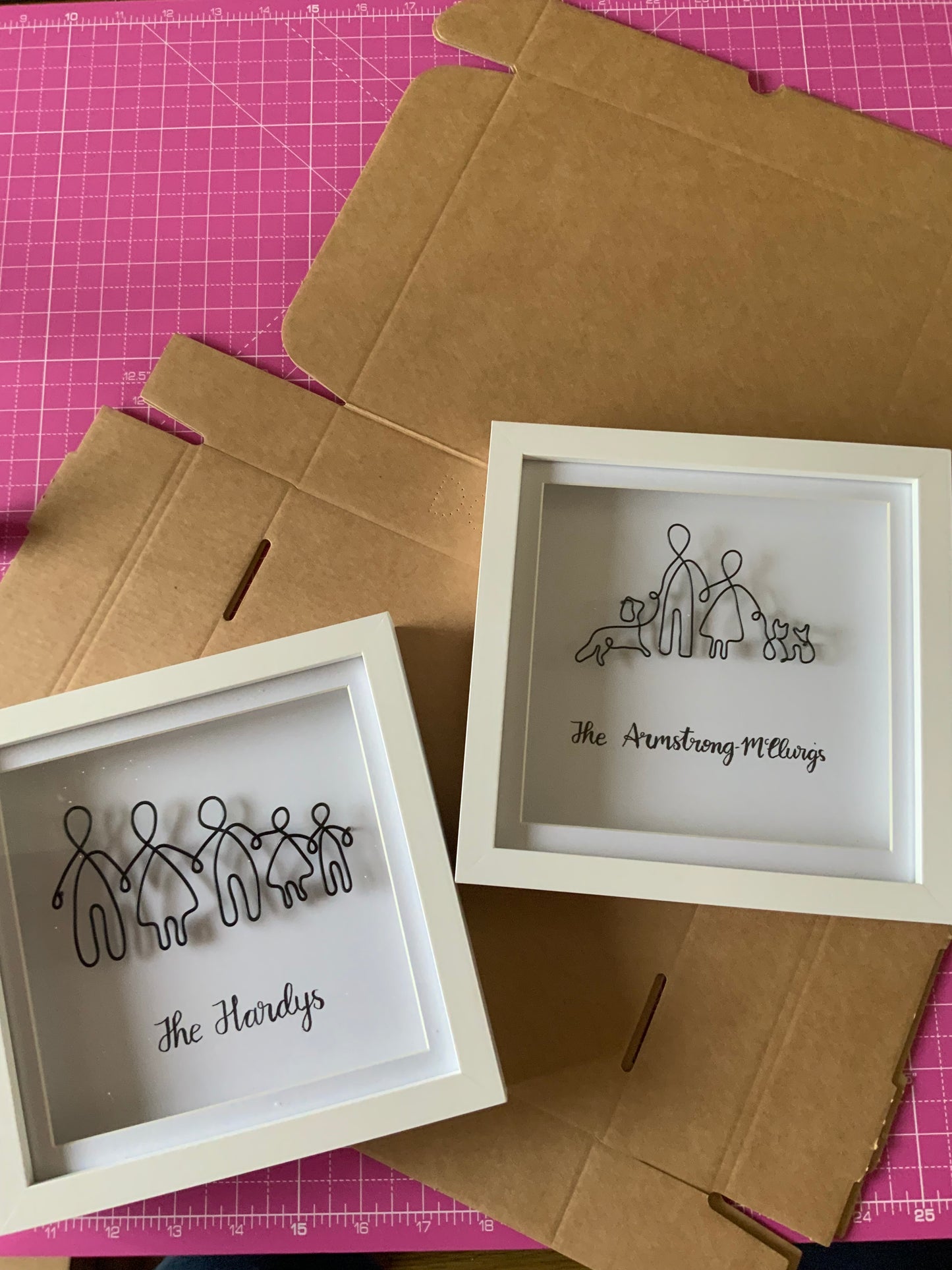Personalised Wire Family Portrait - Shadow Box Frame Keepsake
