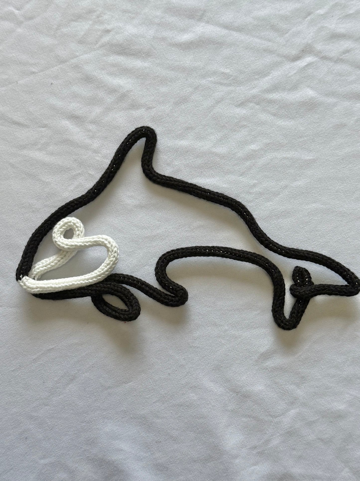 READY TO SHIP Knitted Wire Orca | Black and White Whale Wall Decor | Sea Theme Nursery Art