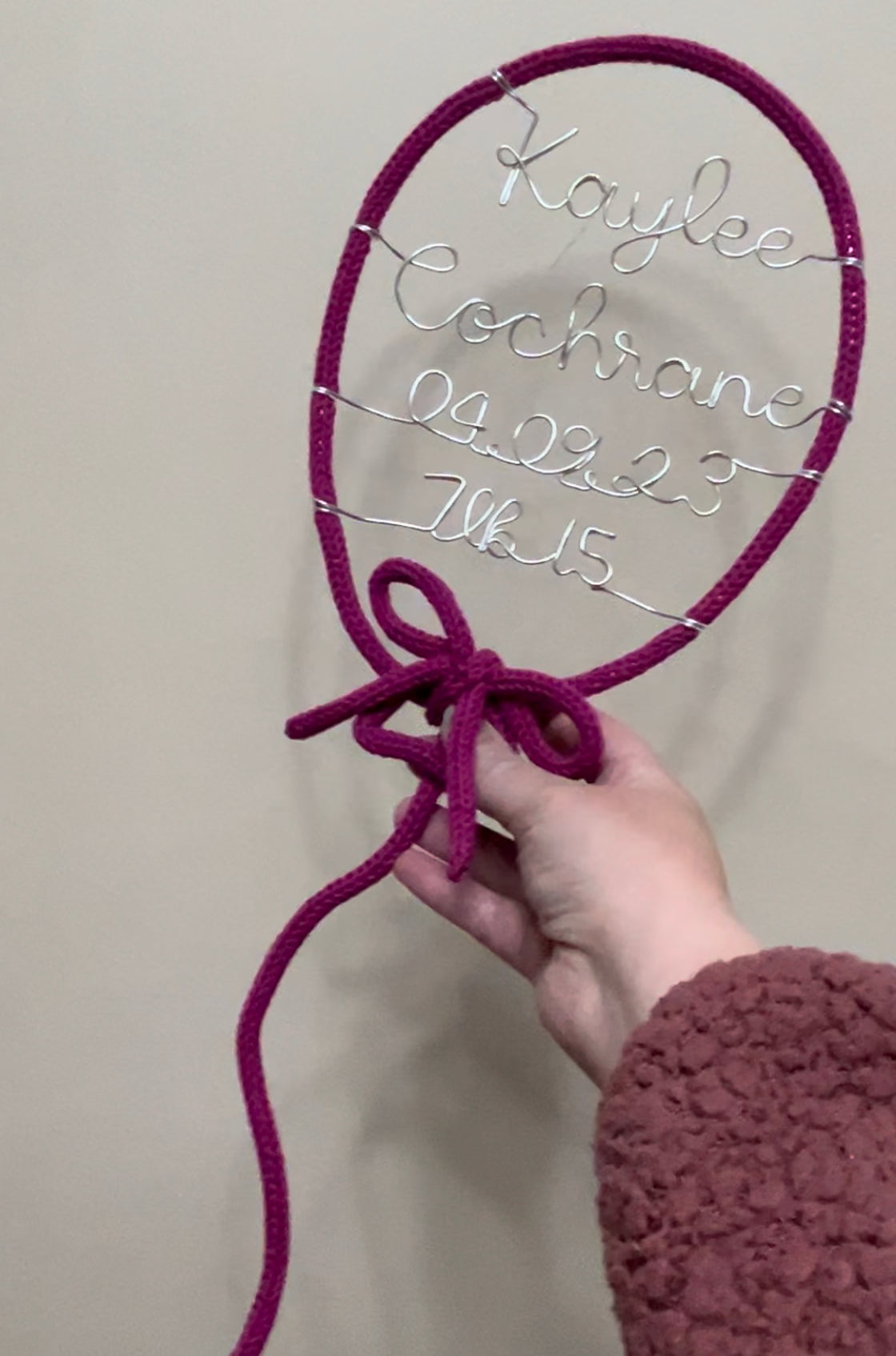 Custom Handmade Knitted Wire Balloon - Celebration Keepsake Baby Gift