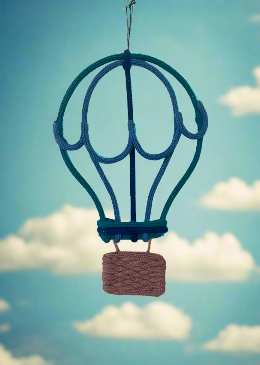 Handmade Knitted Wire Hot Air Balloon Wall Art - Nursery and Kid's Decor