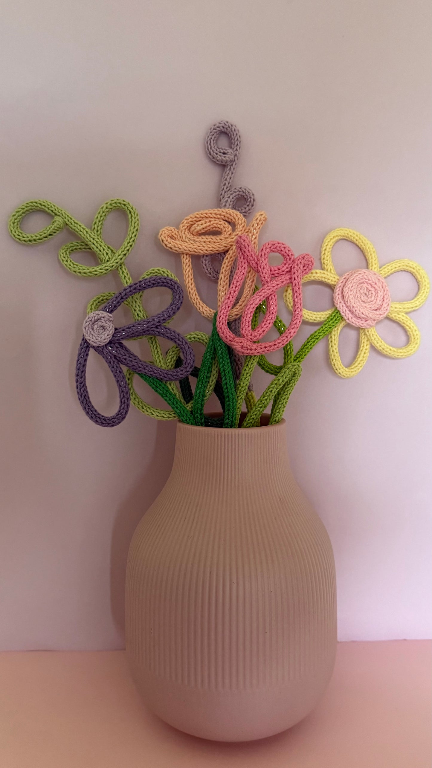 Handmade Wire-Knit Flowers - perfect for 2nd Anniversary Cotton Gift.