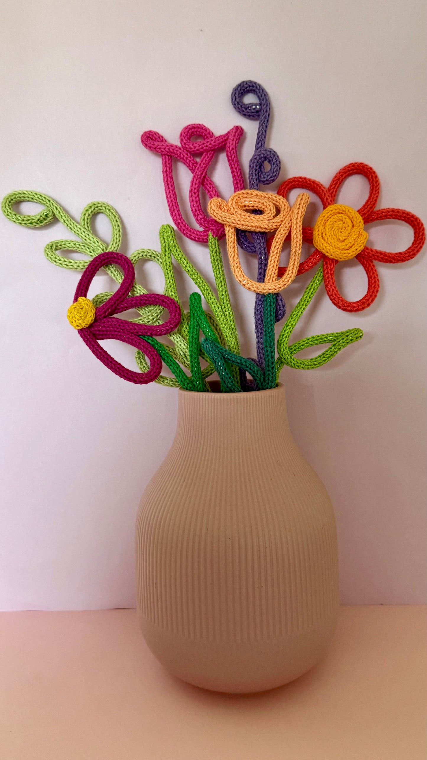 Handmade Wire-Knit Flowers - perfect for 2nd Anniversary Cotton Gift.