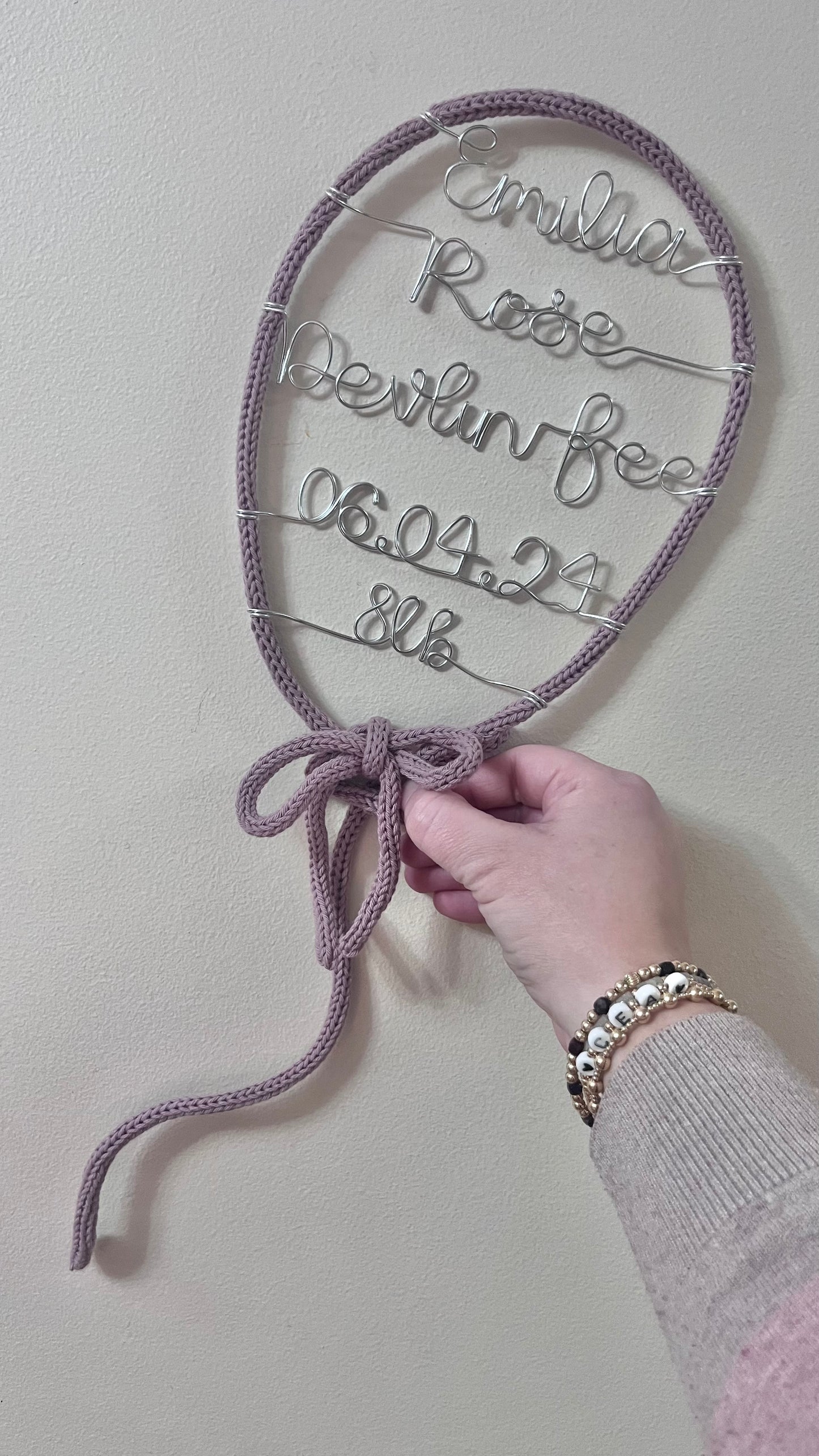 Custom Handmade Knitted Wire Balloon - Celebration Keepsake Baby Gift