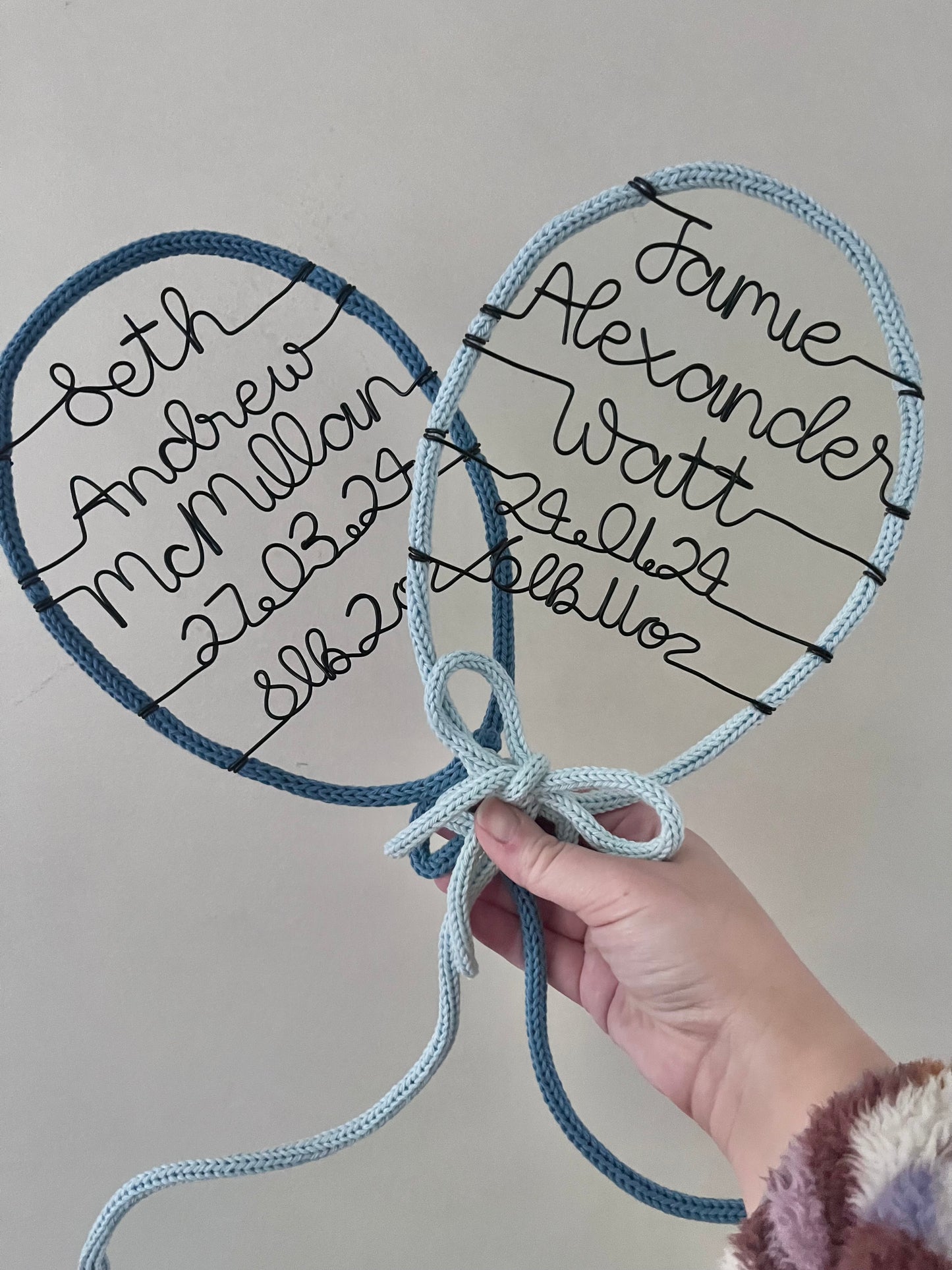 Custom Handmade Knitted Wire Balloon - Celebration Keepsake Baby Gift