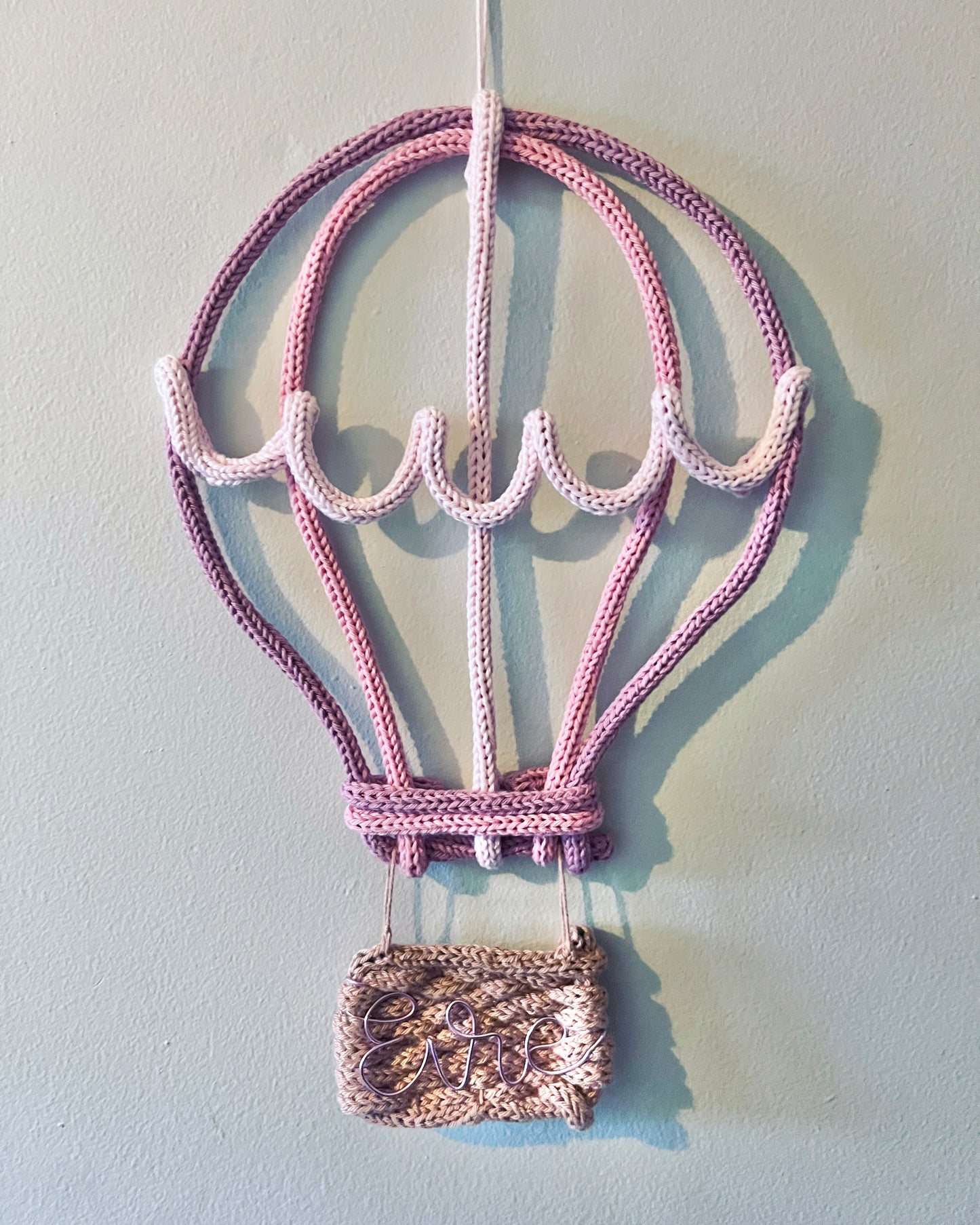 Handmade Knitted Wire Hot Air Balloon Wall Art - Nursery and Kid's Decor