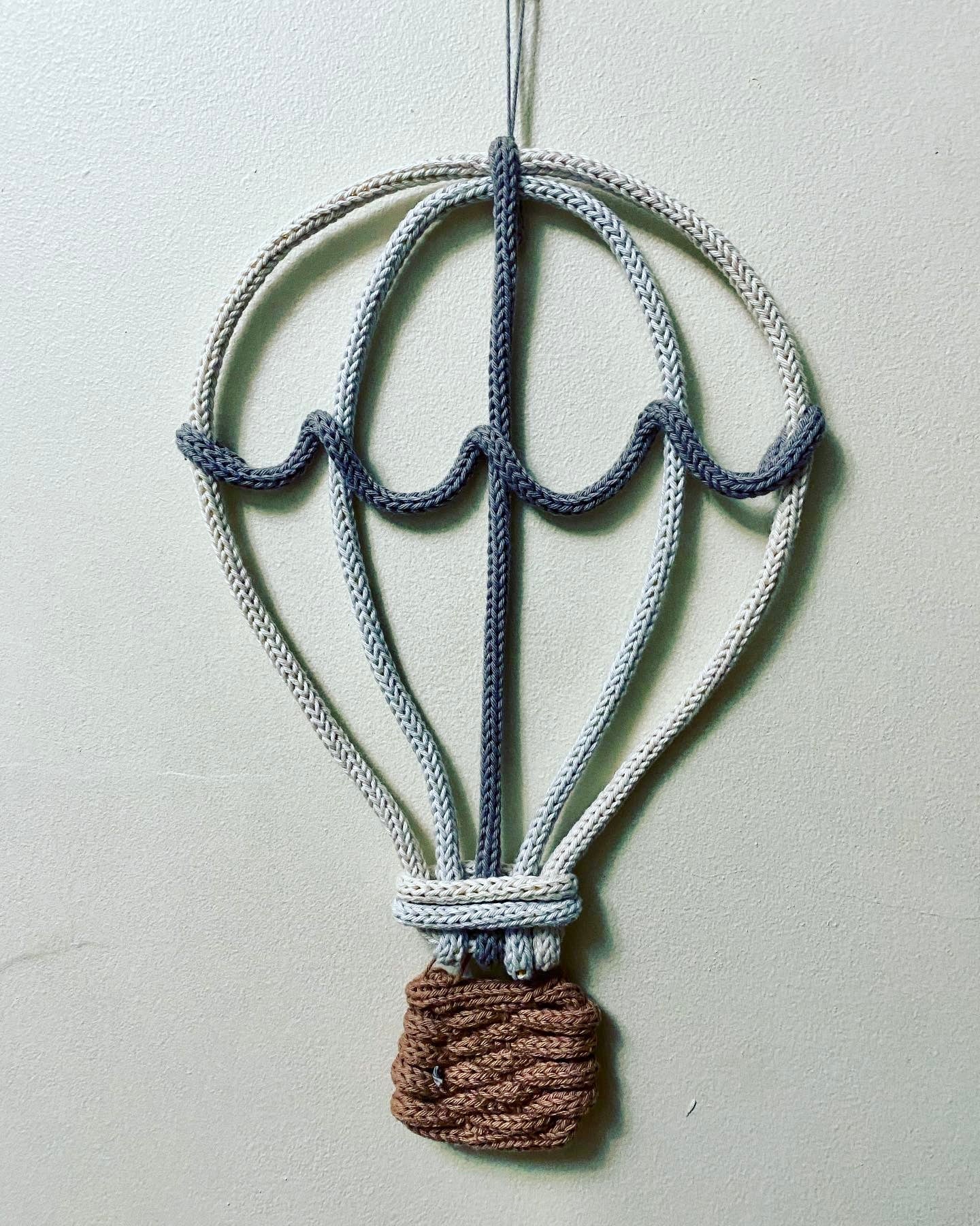 Handmade Knitted Wire Hot Air Balloon Wall Art - Nursery and Kid's Decor