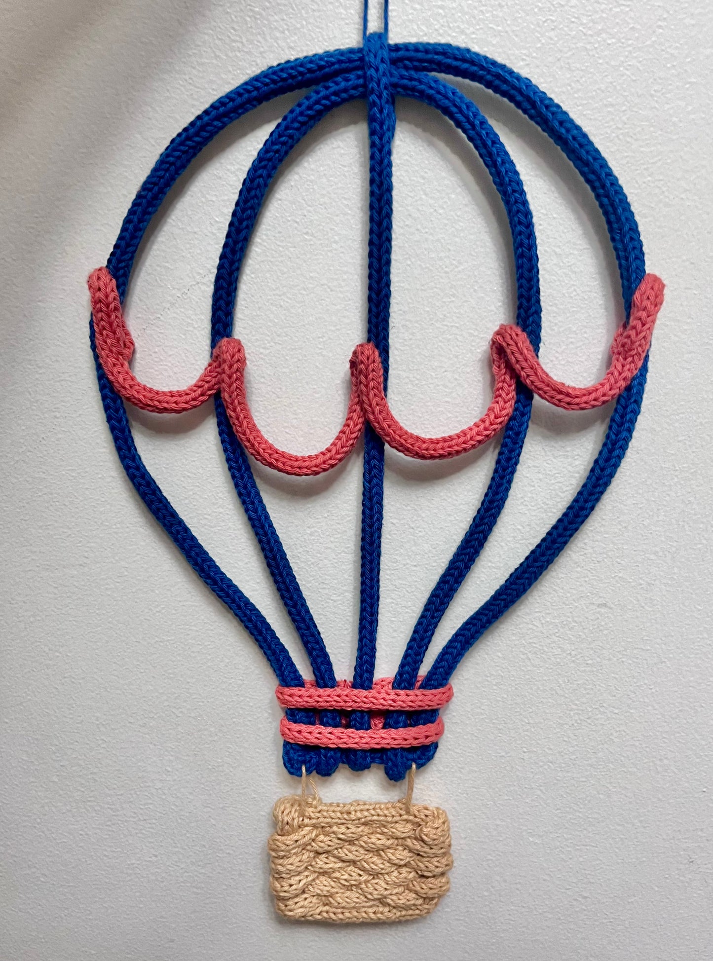Handmade Knitted Wire Hot Air Balloon Wall Art - Nursery and Kid's Decor