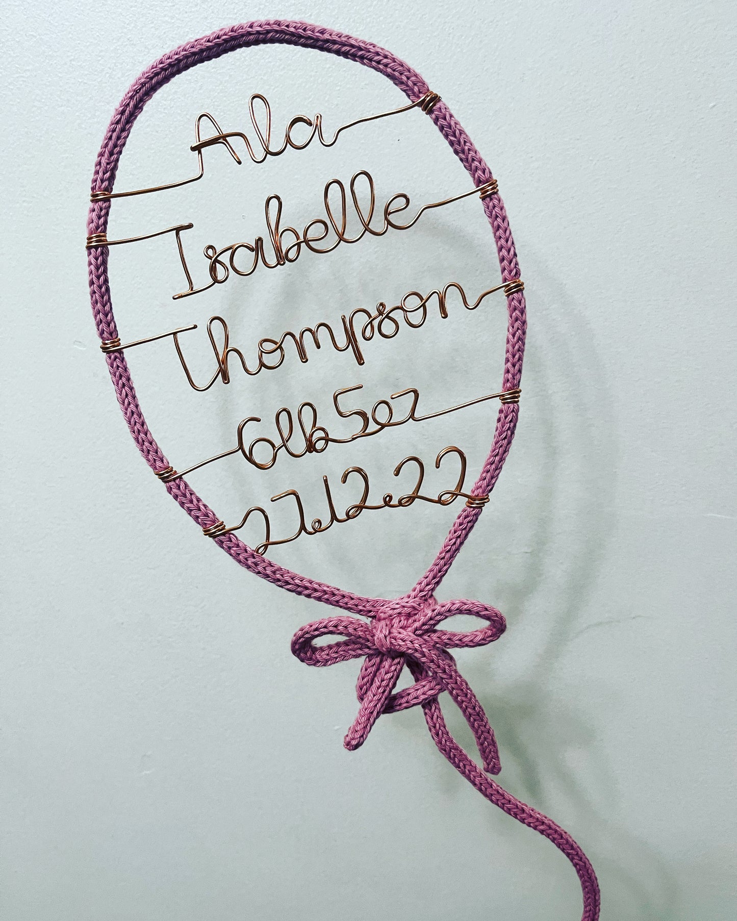 Custom Handmade Knitted Wire Balloon - Celebration Keepsake Baby Gift