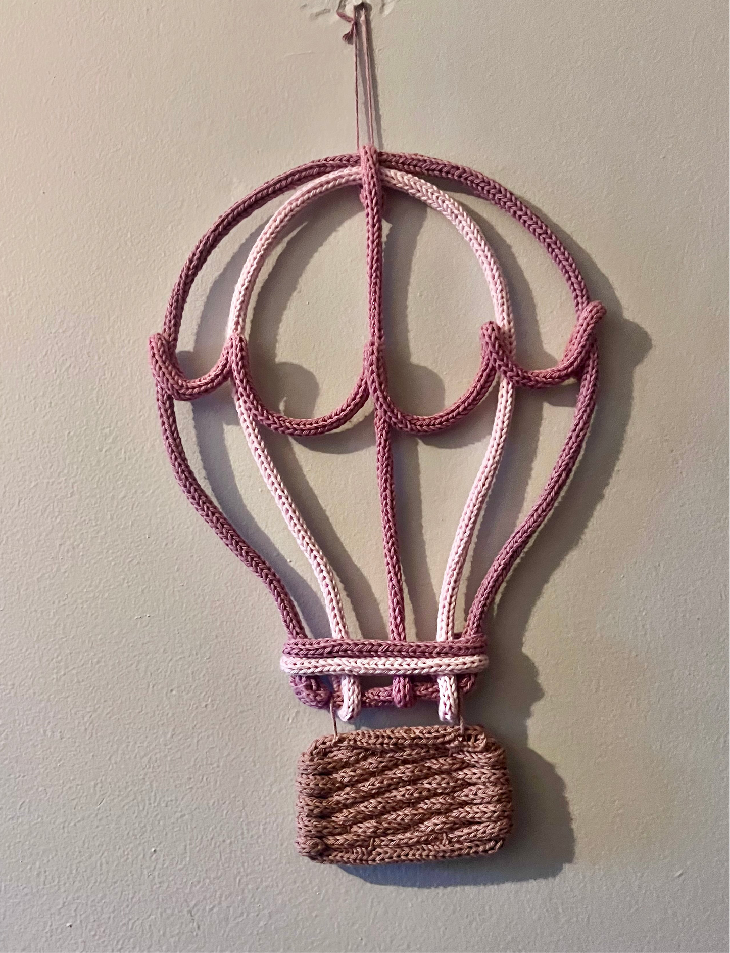 Handmade Knitted Wire Hot Air Balloon Wall Art - Nursery and Kid's Decor