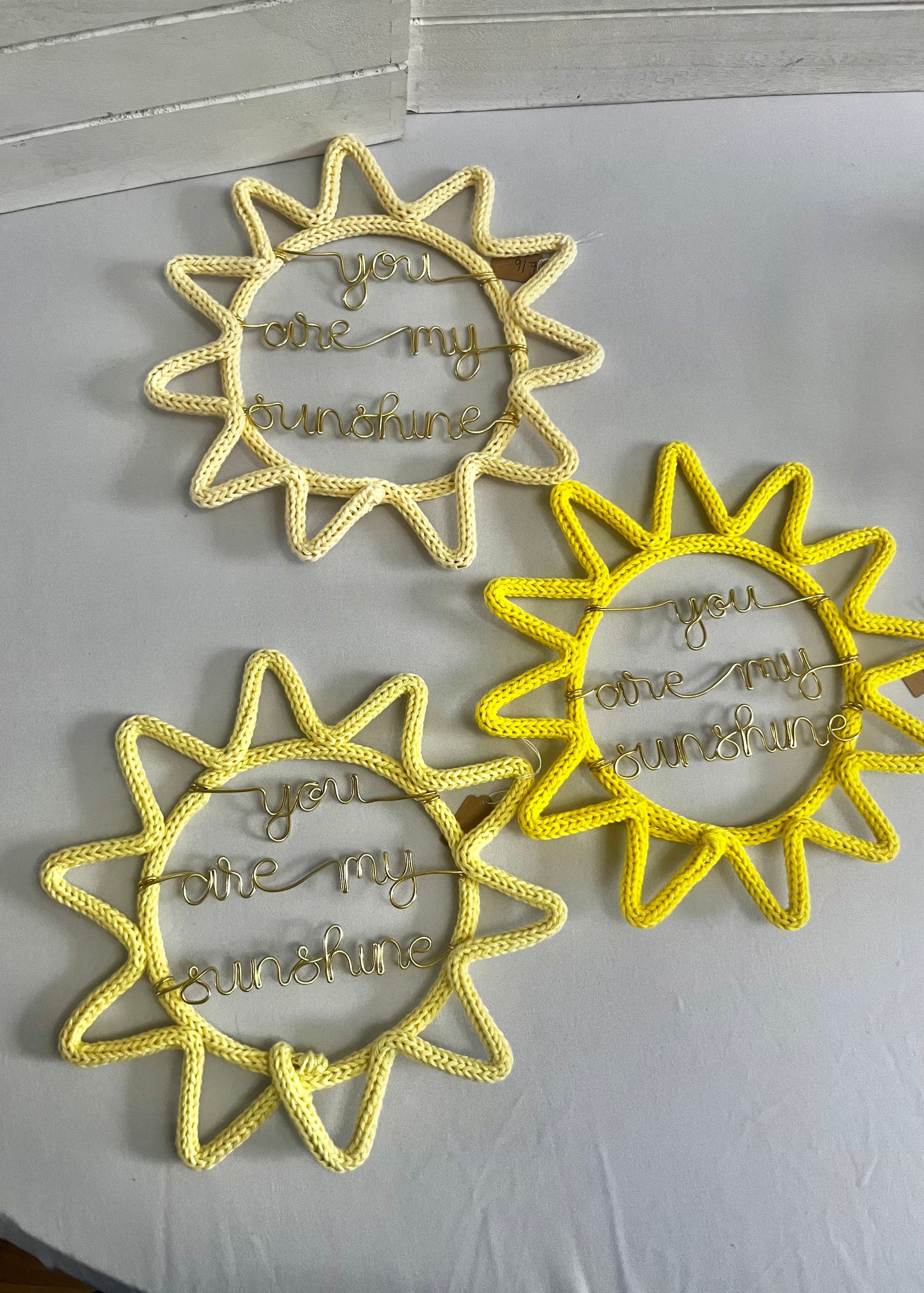 Handmade You Are My Sunshine -Knitted Wire Sun Nursery Decor