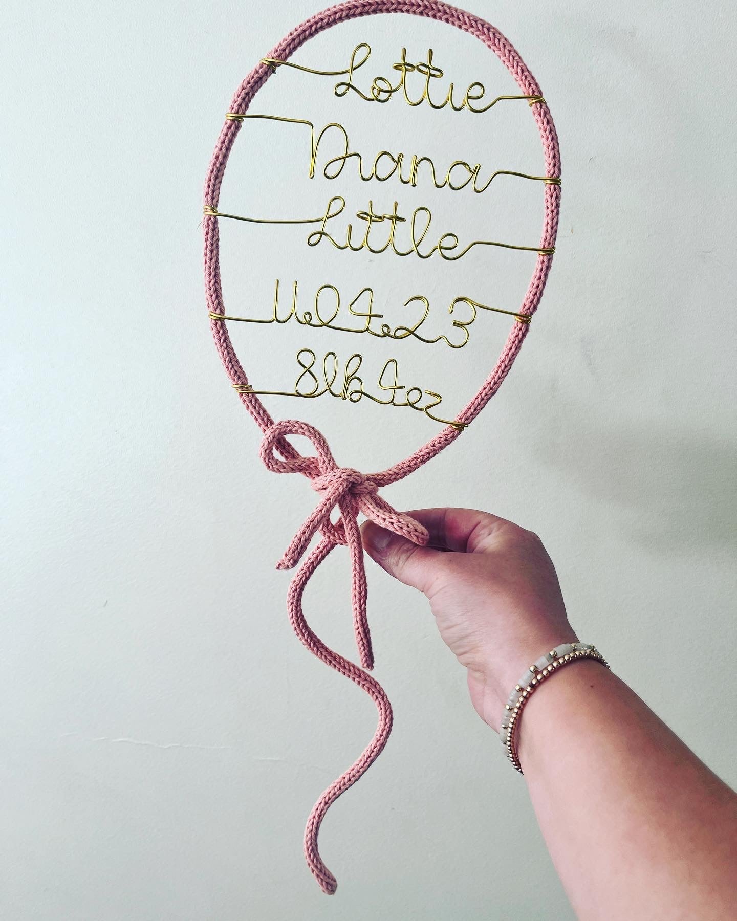 Custom Handmade Knitted Wire Balloon - Celebration Keepsake Baby Gift