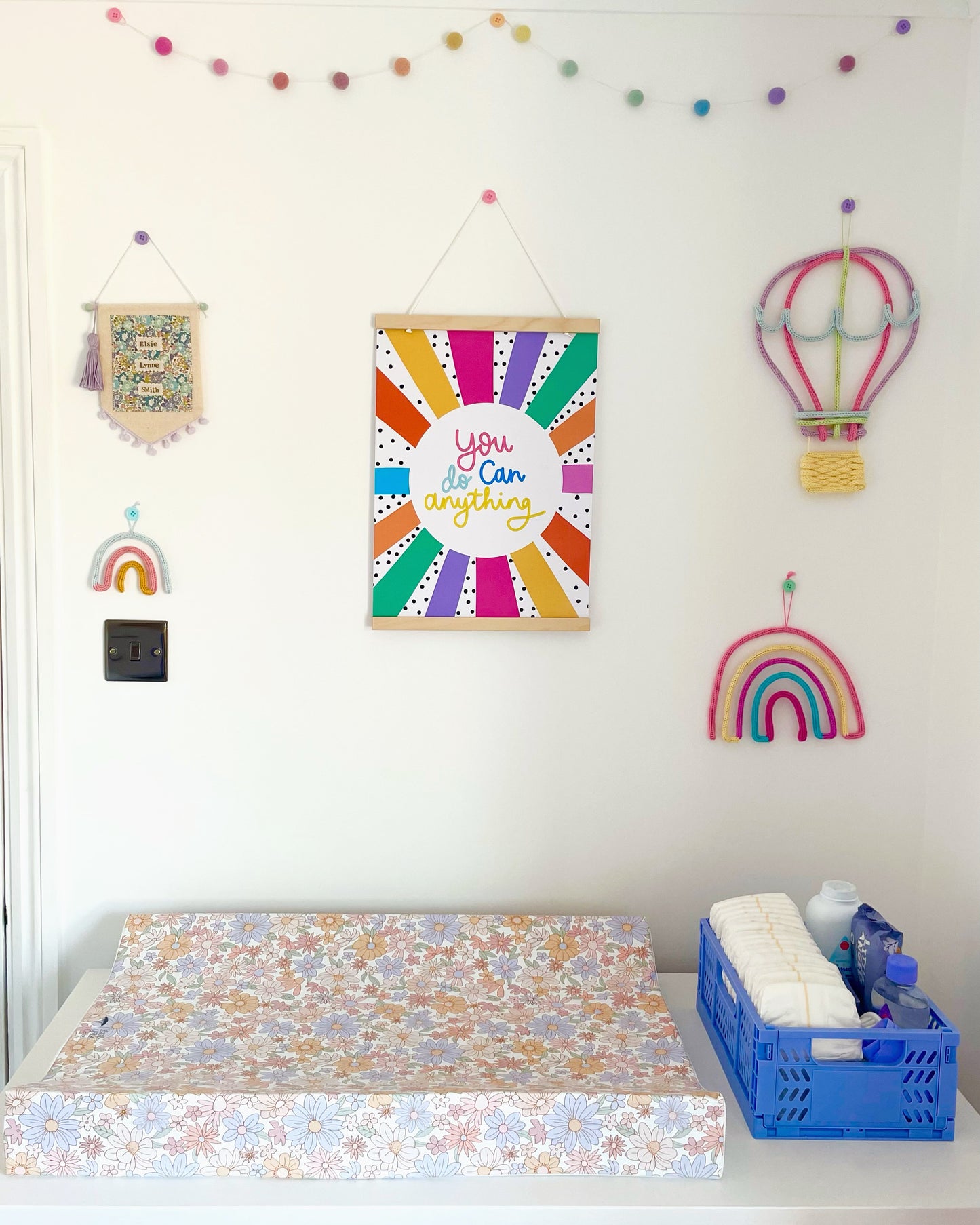 Handmade Knitted Wire Hot Air Balloon Wall Art - Nursery and Kid's Decor