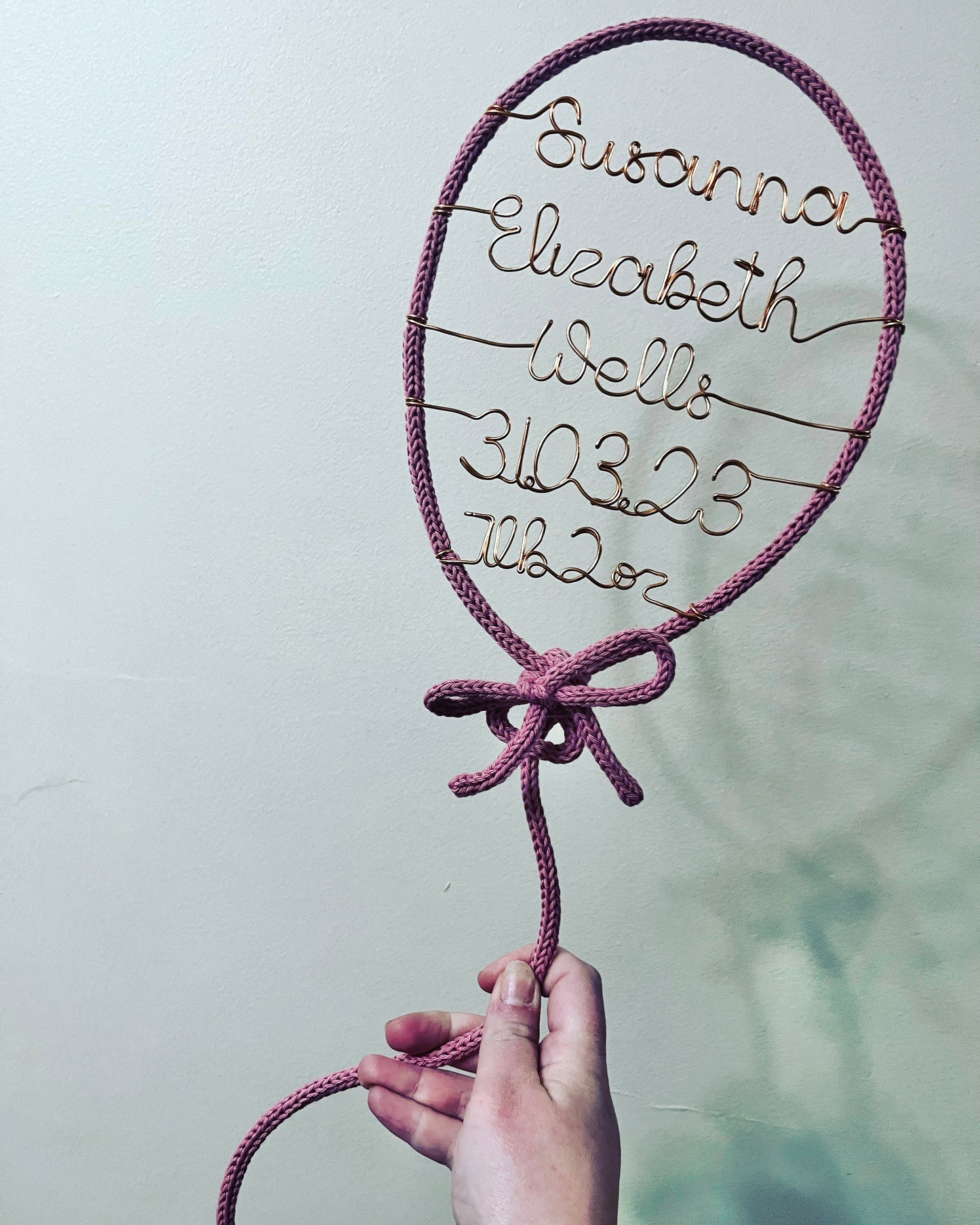 Custom Handmade Knitted Wire Balloon - Celebration Keepsake Baby Gift