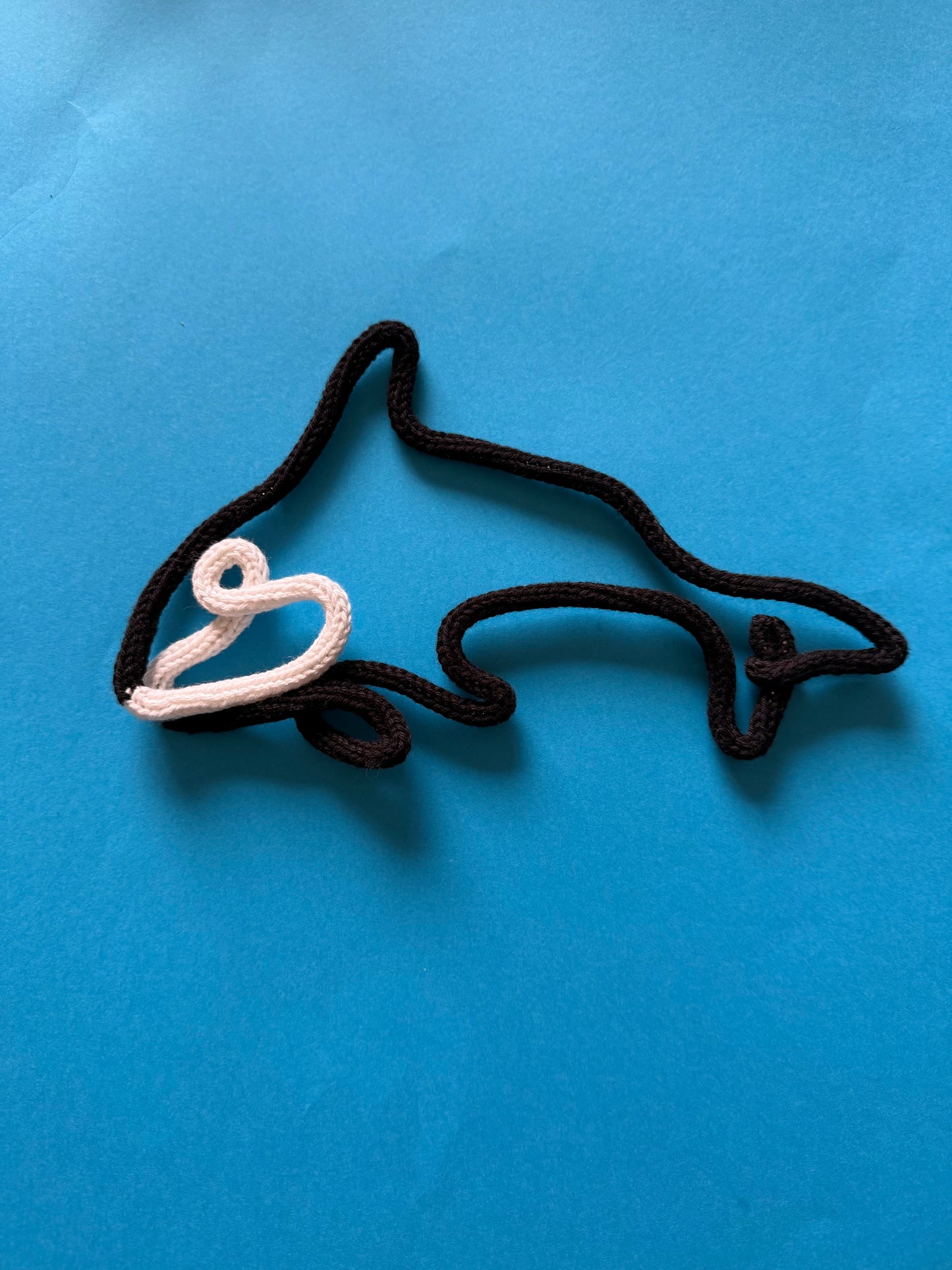 Knitted Wire Orca | Black and White Whale Wall Decor | Sea Theme Nursery Art