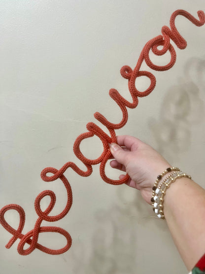 Personalised Knitted Wire Name Sign – Custom Wire Words for Nursery or Home Decor