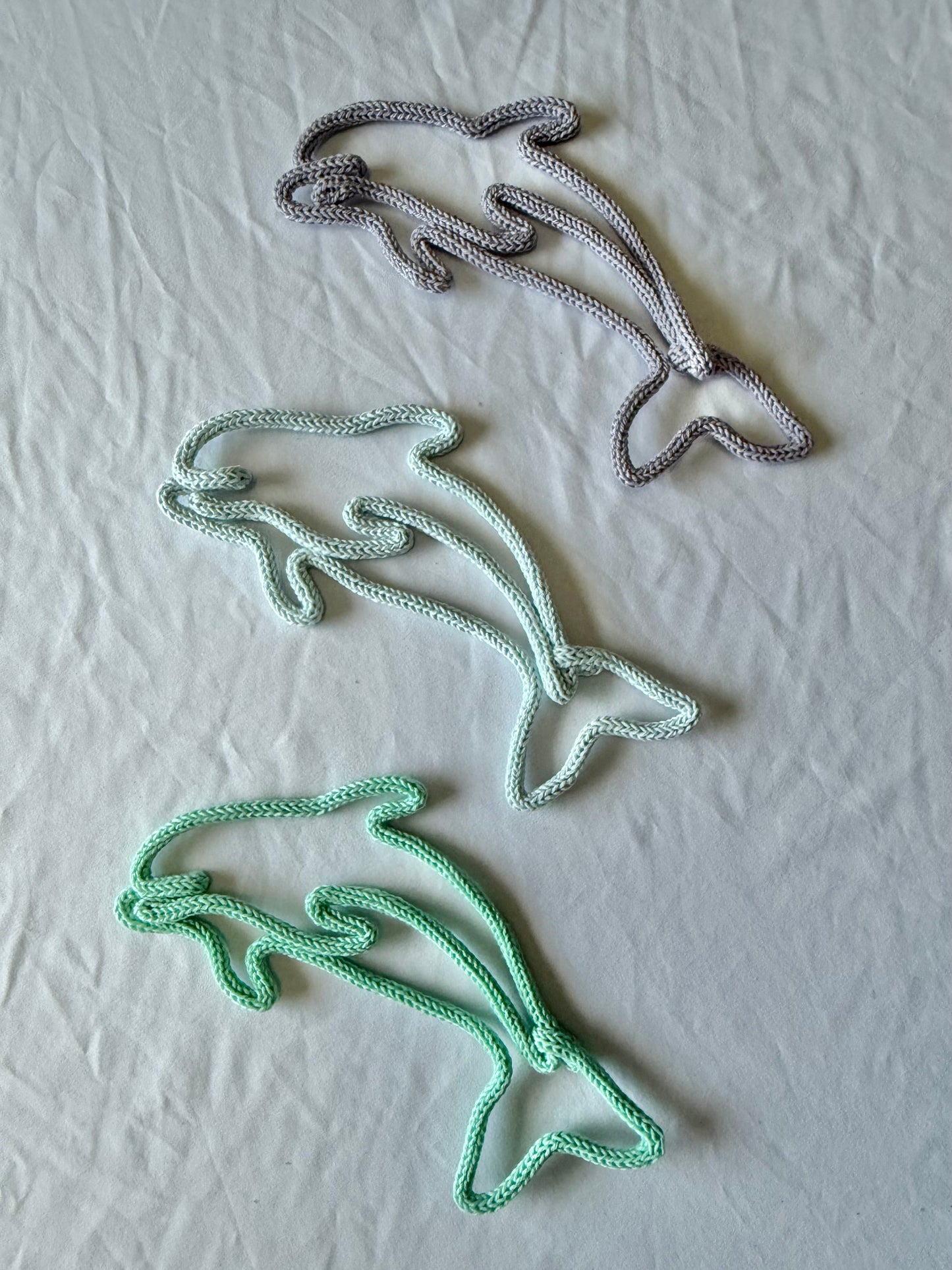 READY TO SHIP Knitted Wire Dolphins | Coastal Nursery Wall Art | Handmade Ocean Decor