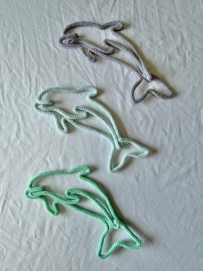 READY TO SHIP Knitted Wire Dolphins | Coastal Nursery Wall Art | Handmade Ocean Decor