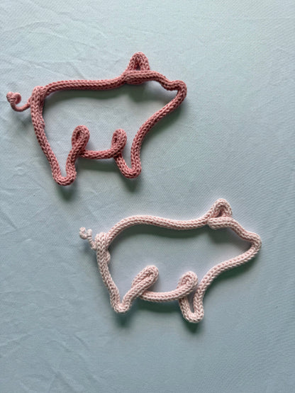 READY TO SHIP Handmade Pig Knitted Wire Wall Art - Farm theme Kid’s & Nursery Decor