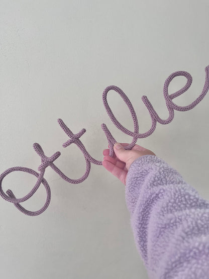 Personalised Knitted Wire Name Sign – Custom Wire Words for Nursery or Home Decor