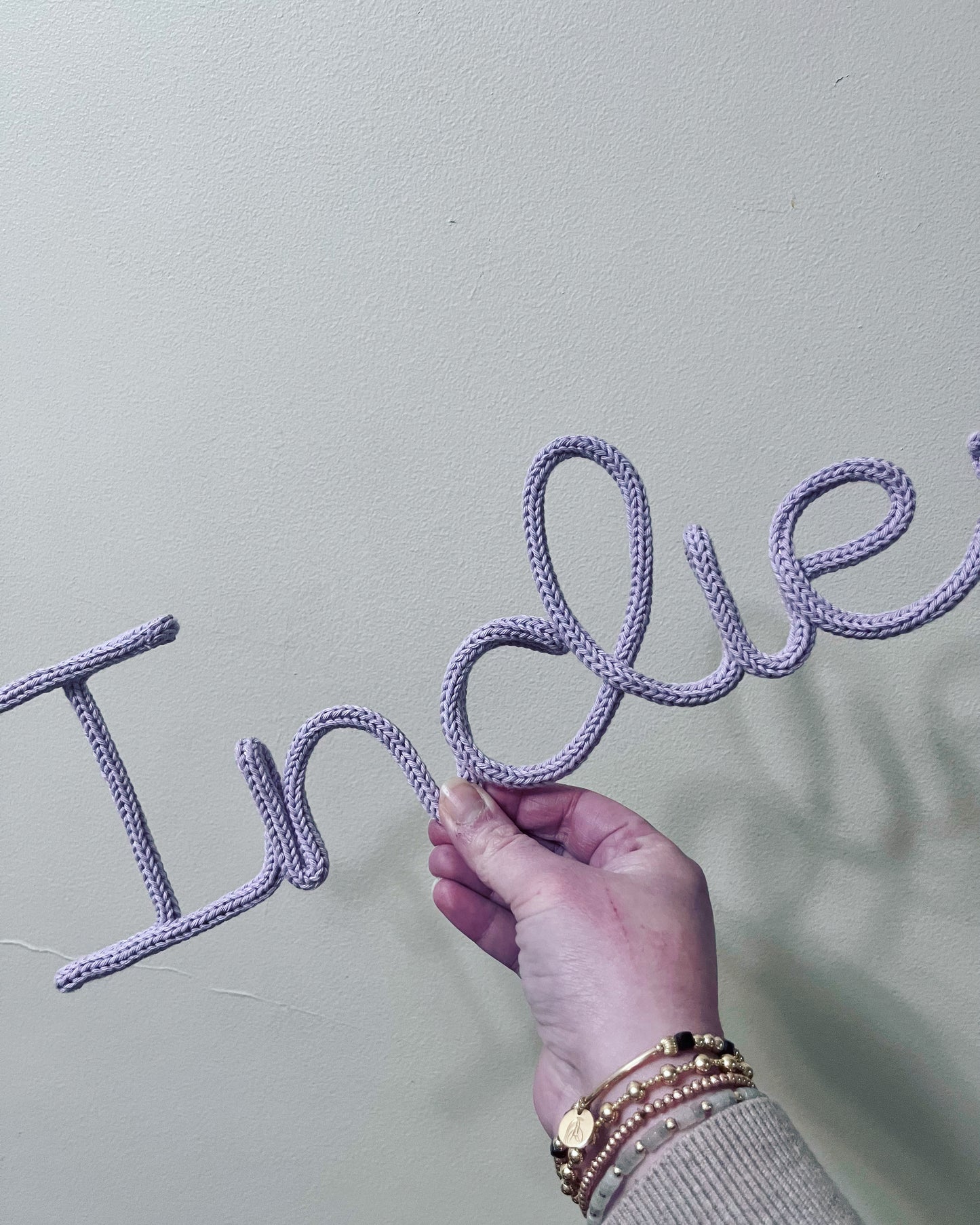 Personalised Knitted Wire Name Sign – Custom Wire Words for Nursery or Home Decor
