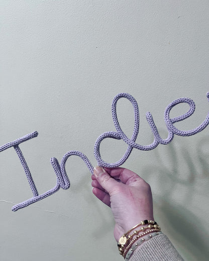 Personalised Knitted Wire Name Sign – Custom Wire Words for Nursery or Home Decor