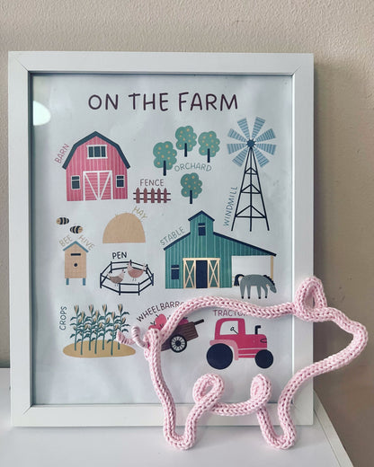 Handmade Pig Knitted Wire Wall Art - Farm theme Kid’s & Nursery Decor