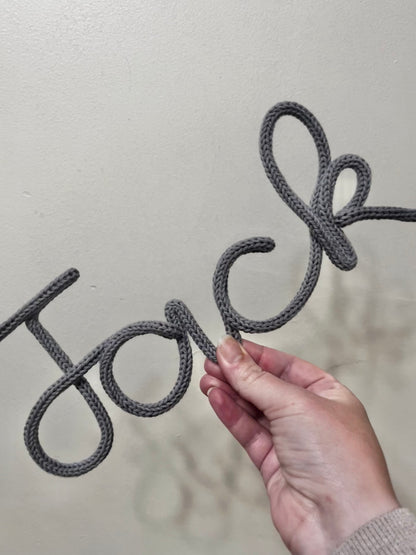 Personalised Knitted Wire Name Sign – Custom Wire Words for Nursery or Home Decor