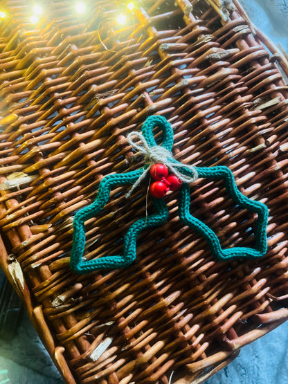 Holly Knitted Wire Christmas Decor