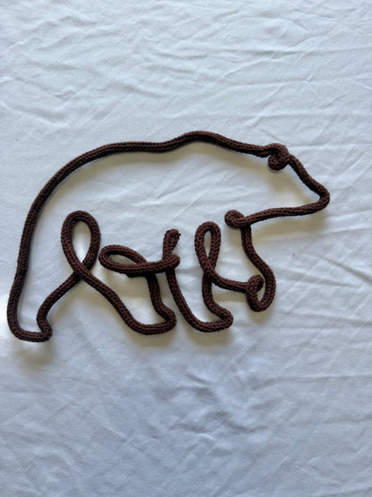 READY TO SHIP Handmade Knitted Wire Bear Wall Art - Safari and Woodland Nursery Decor