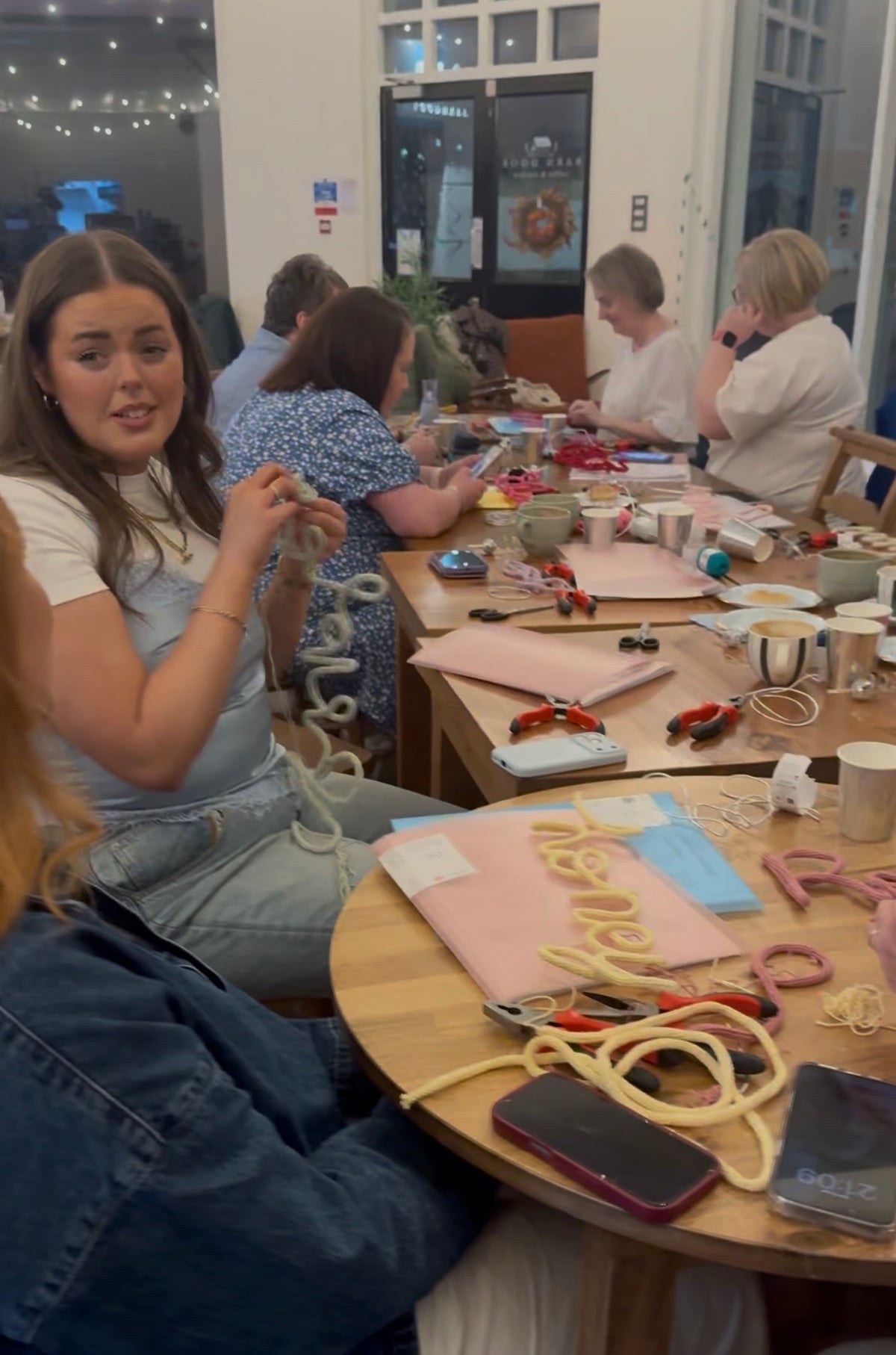 Knitted wire craft workshop with a choice of yarn colours in Lisburn