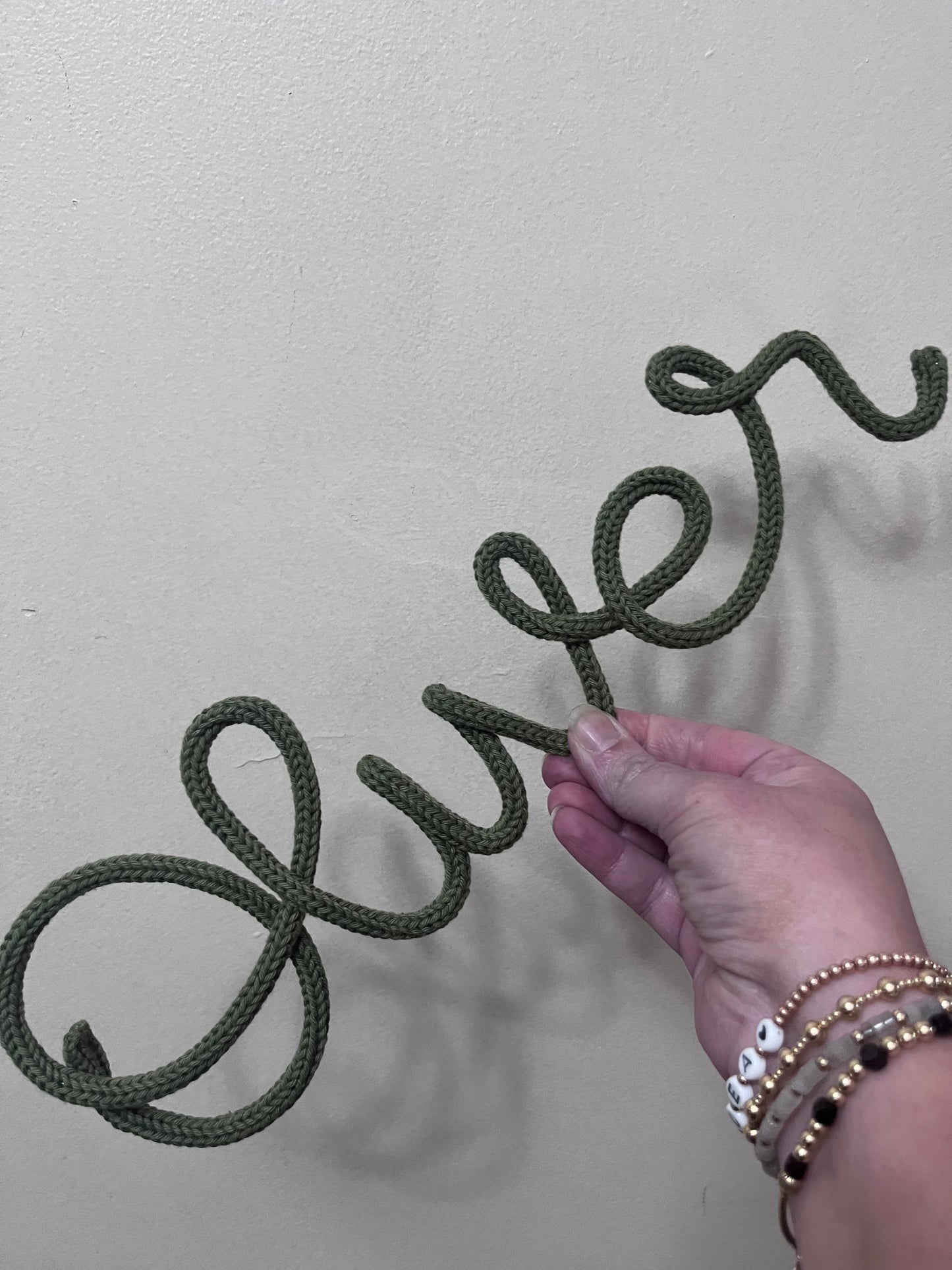 Personalised Knitted Wire Name Sign – Custom Wire Words for Nursery or Home Decor