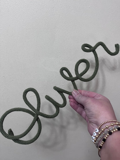 Personalised Knitted Wire Name Sign – Custom Wire Words for Nursery or Home Decor