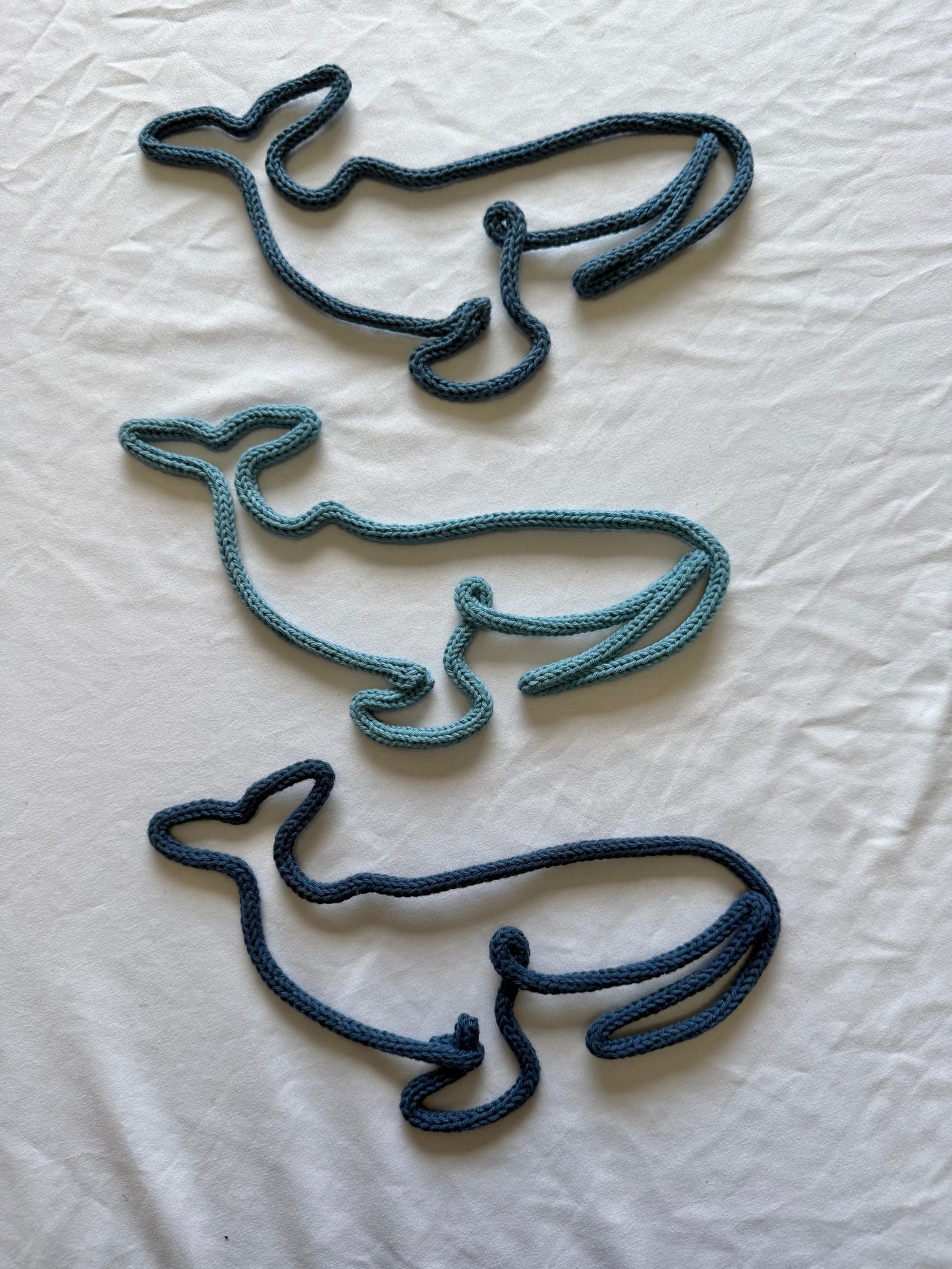 READY TO SHIP Knitted Wire Blue Whale | Nautical Nursery Decor | Handmade Ocean Wall Art