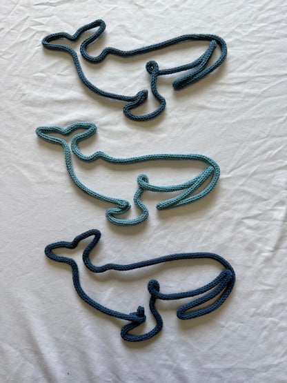 READY TO SHIP Knitted Wire Blue Whale | Nautical Nursery Decor | Handmade Ocean Wall Art