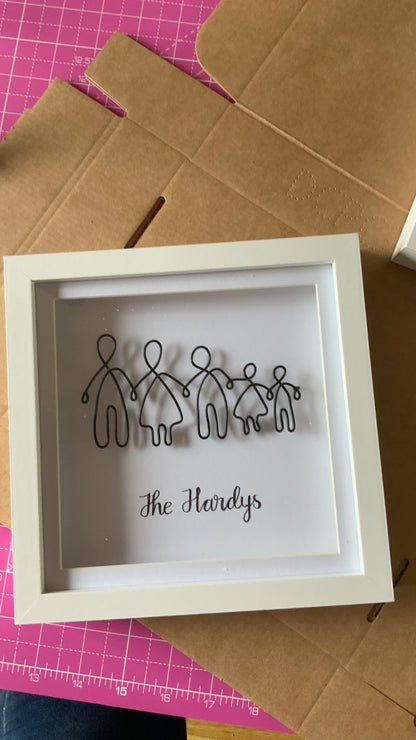 Personalised Wire Family Portrait - Shadow Box Frame Keepsake