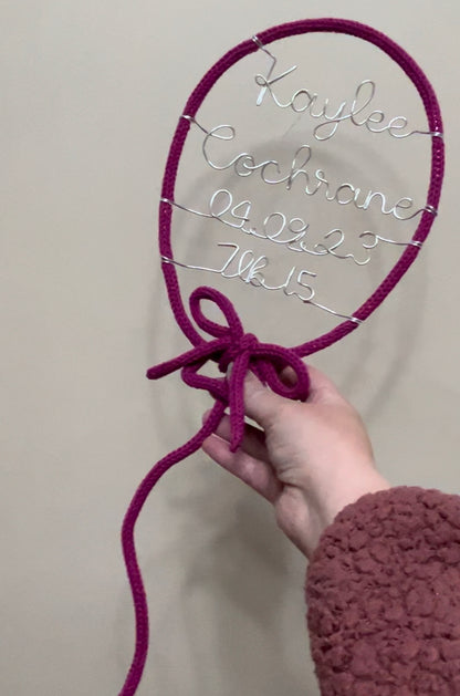 Custom Handmade Knitted Wire Balloon - Celebration Keepsake Baby Gift