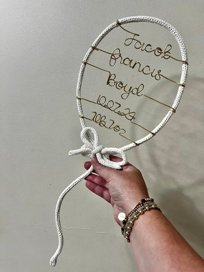 Custom Handmade Knitted Wire Balloon - Celebration Keepsake Baby Gift