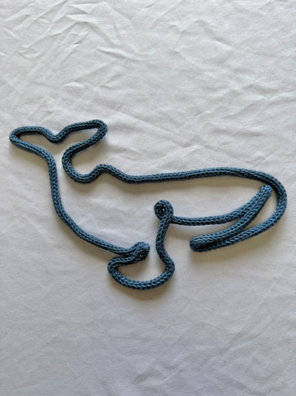 READY TO SHIP Knitted Wire Blue Whale | Nautical Nursery Decor | Handmade Ocean Wall Art