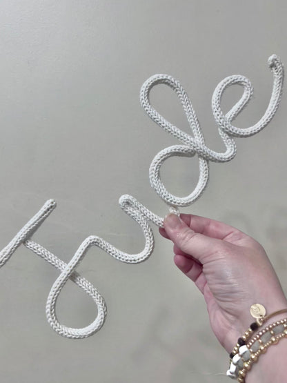 Personalised Knitted Wire Name Sign – Custom Wire Words for Nursery or Home Decor