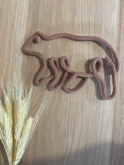Handmade Knitted Wire Bear Wall Art - Safari and Woodland Nursery Decor