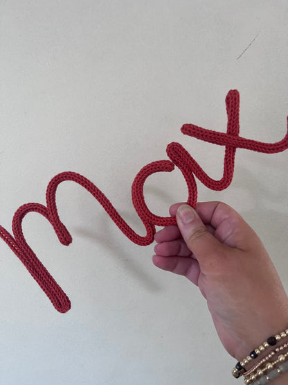 Personalised Knitted Wire Name Sign – Custom Wire Words for Nursery or Home Decor