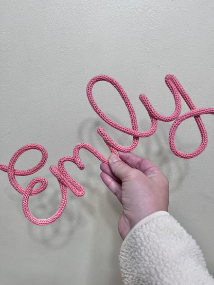 Personalised Knitted Wire Name Sign – Custom Wire Words for Nursery or Home Decor