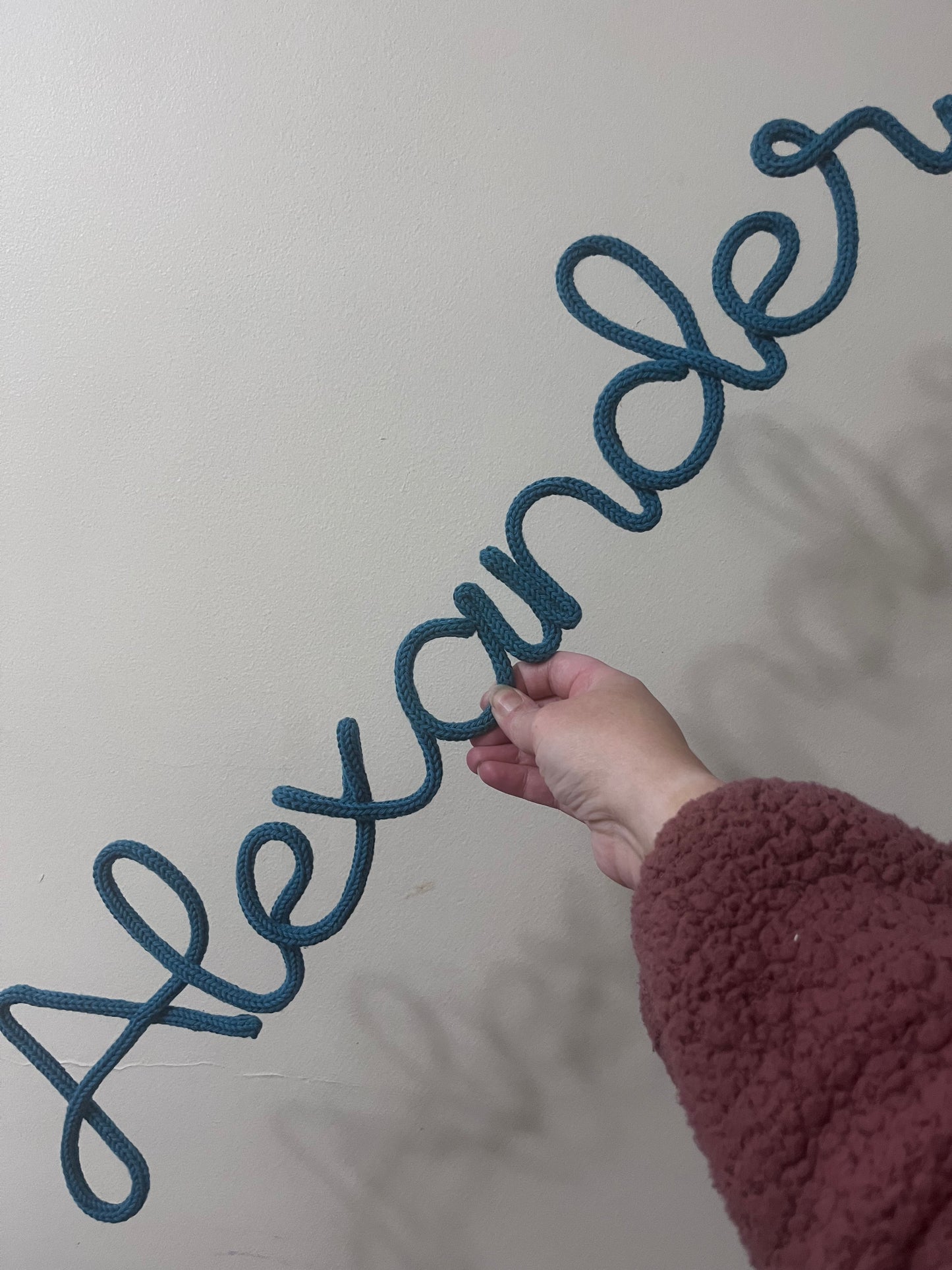Personalised Knitted Wire Name Sign – Custom Wire Words for Nursery or Home Decor