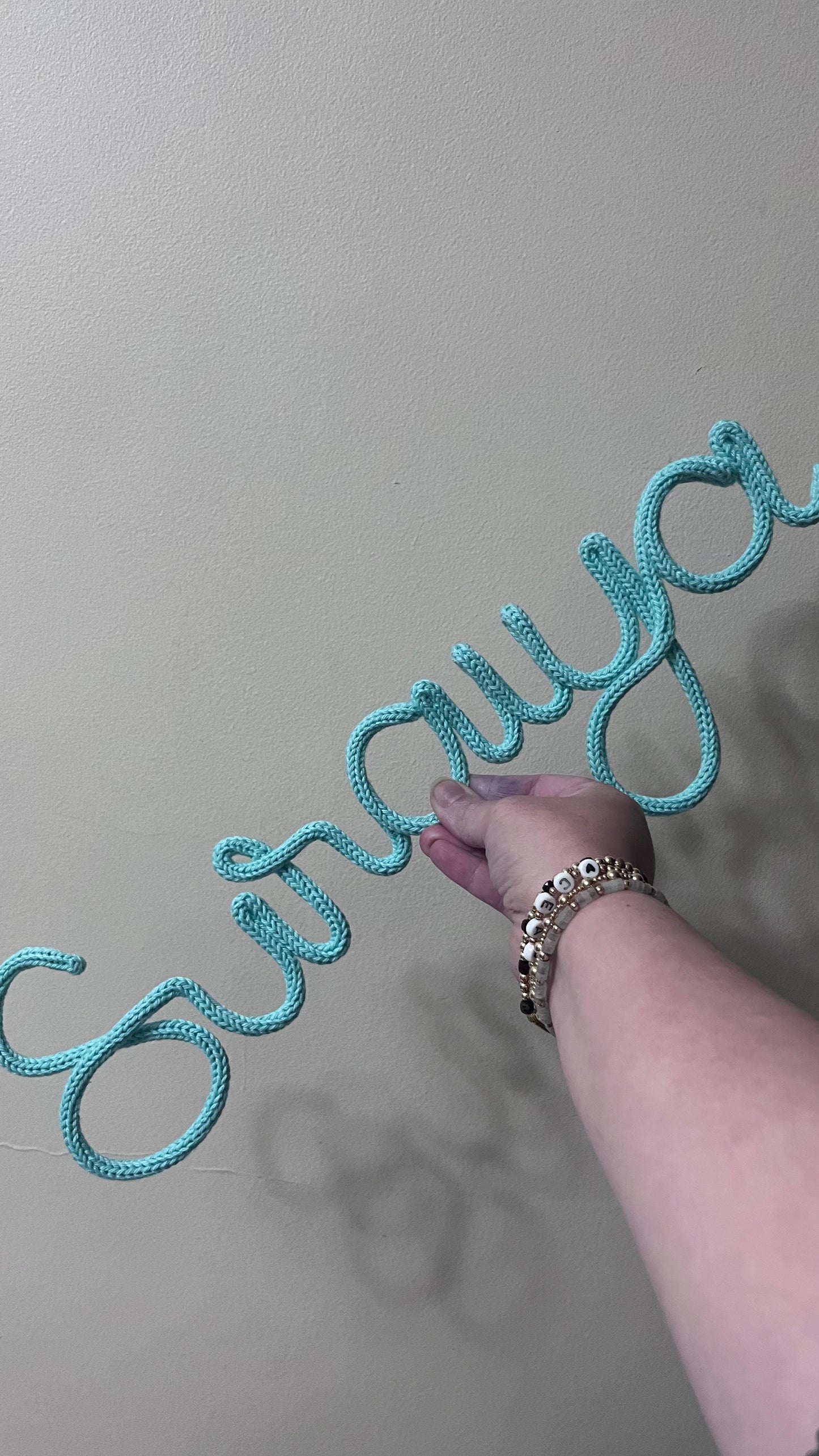 Personalised Knitted Wire Name Sign – Custom Wire Words for Nursery or Home Decor