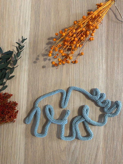 Handmade Rhino Knitted Wire Wall Art - Safari Theme Kid’s Nursery Decor