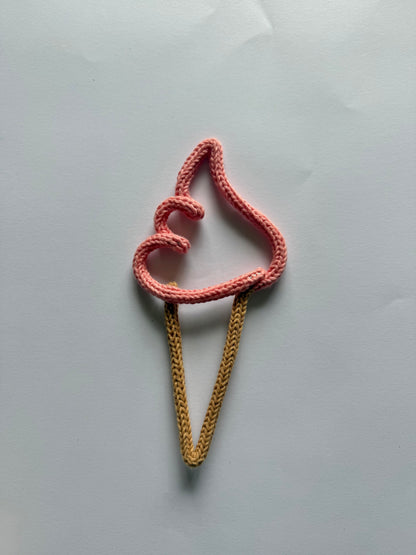 READY TO SHIP Handmade Ice Cream Custom Knitted Wire Art - Summer Theme Kid’s & Nursery Decor
