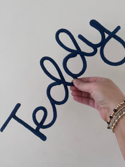 Personalised Knitted Wire Name Sign – Custom Wire Words for Nursery or Home Decor