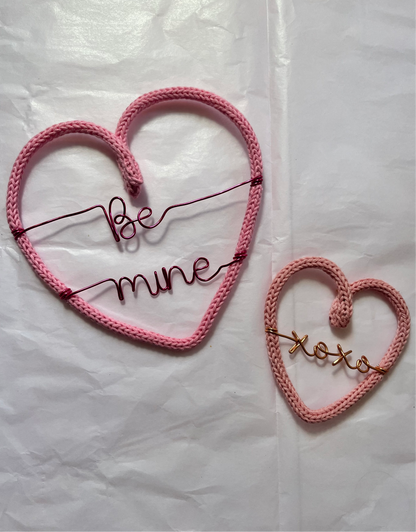 Handmade Personalised Heart Custom Knitted Wire Wall Art - Kids & Nursery Decor