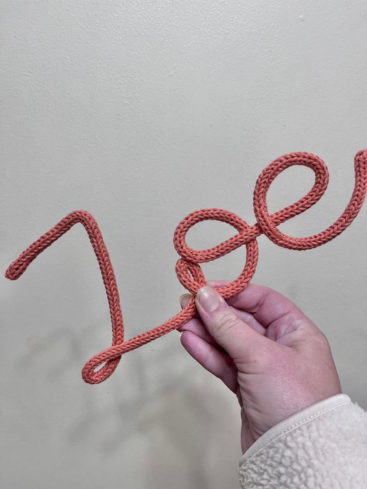 Personalised Knitted Wire Name Sign – Custom Wire Words for Nursery or Home Decor
