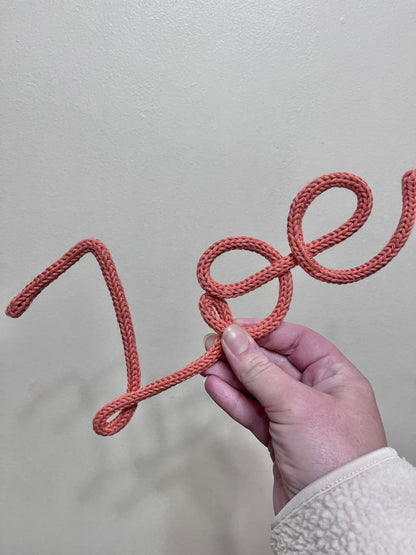 Personalised Knitted Wire Name Sign – Custom Wire Words for Nursery or Home Decor